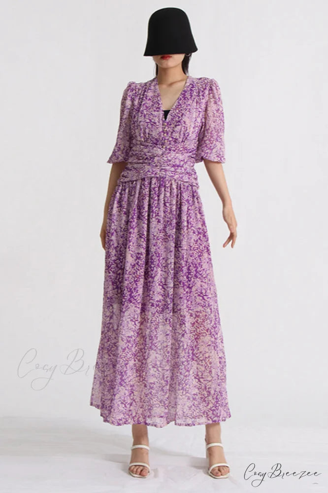 Aurier Printed Stylish Midi Dress S