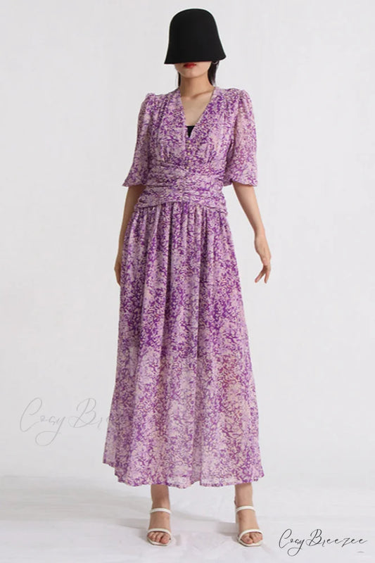 Aurier Printed Stylish Midi Dress S