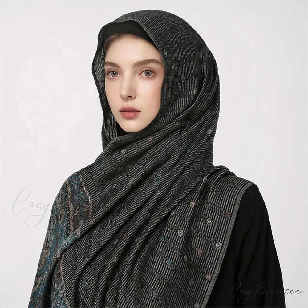 Autumn Cashmere Pashmina Shawl Scarf black scarf-241228