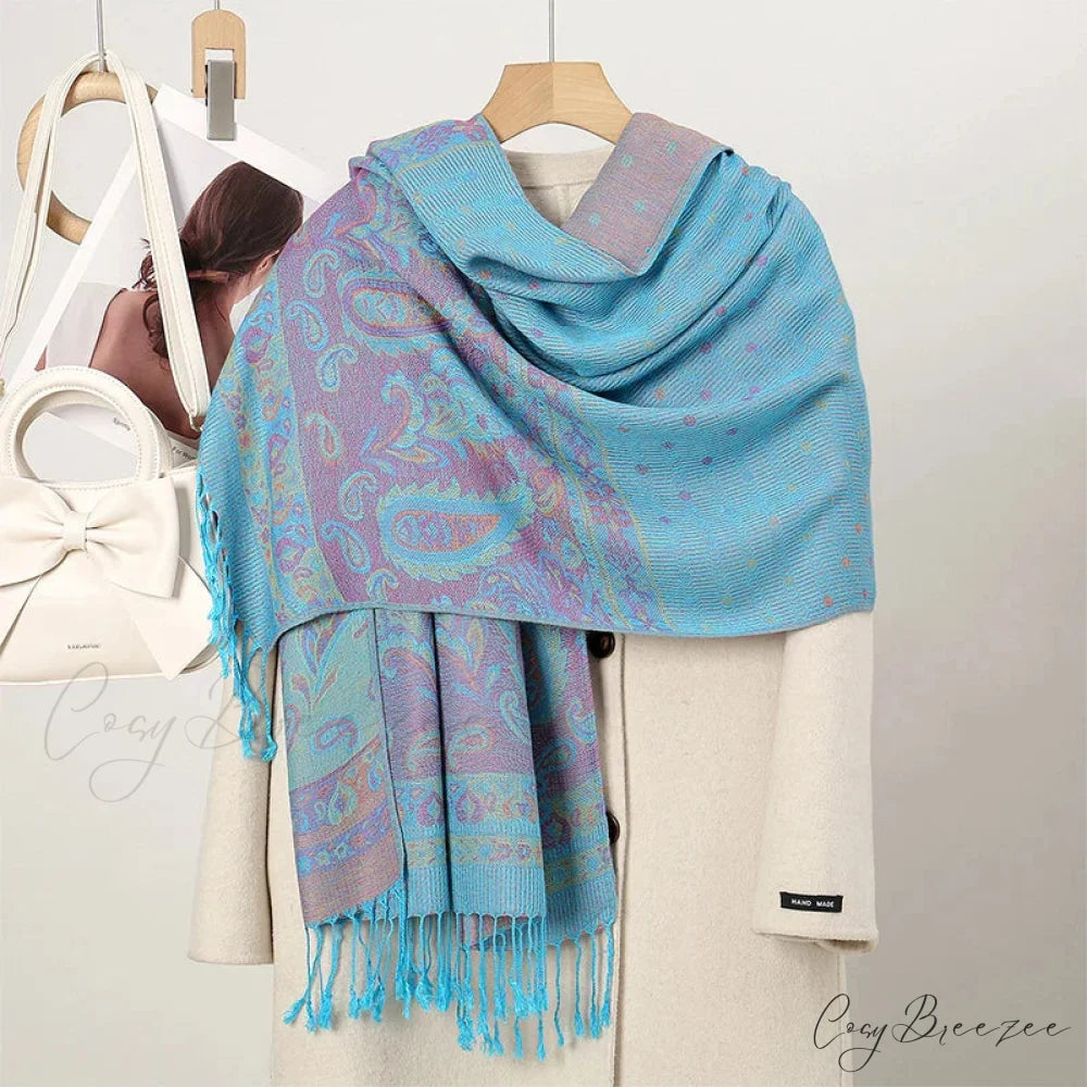 Autumn Cashmere Pashmina Shawl Scarf blue scarf-241228