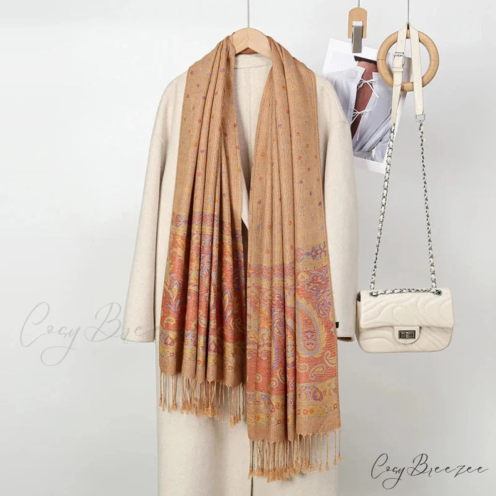 Autumn Cashmere Pashmina Shawl Scarf brown scarf-241228