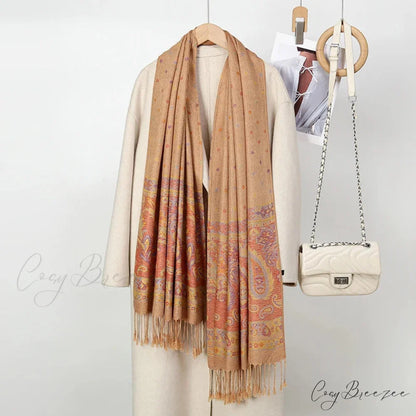 Autumn Cashmere Pashmina Shawl Scarf brown scarf-241228