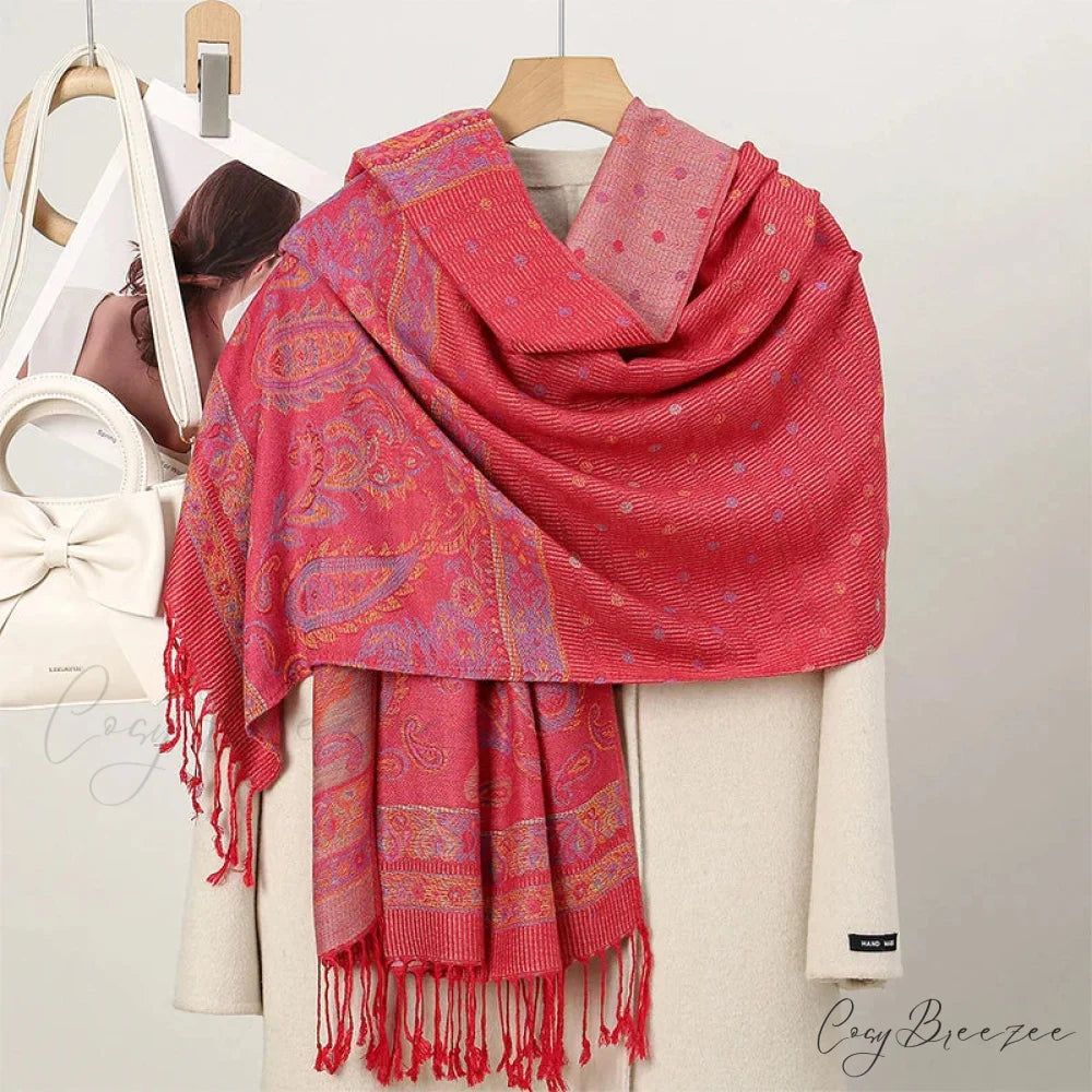 Autumn Cashmere Pashmina Shawl Scarf red scarf-241228