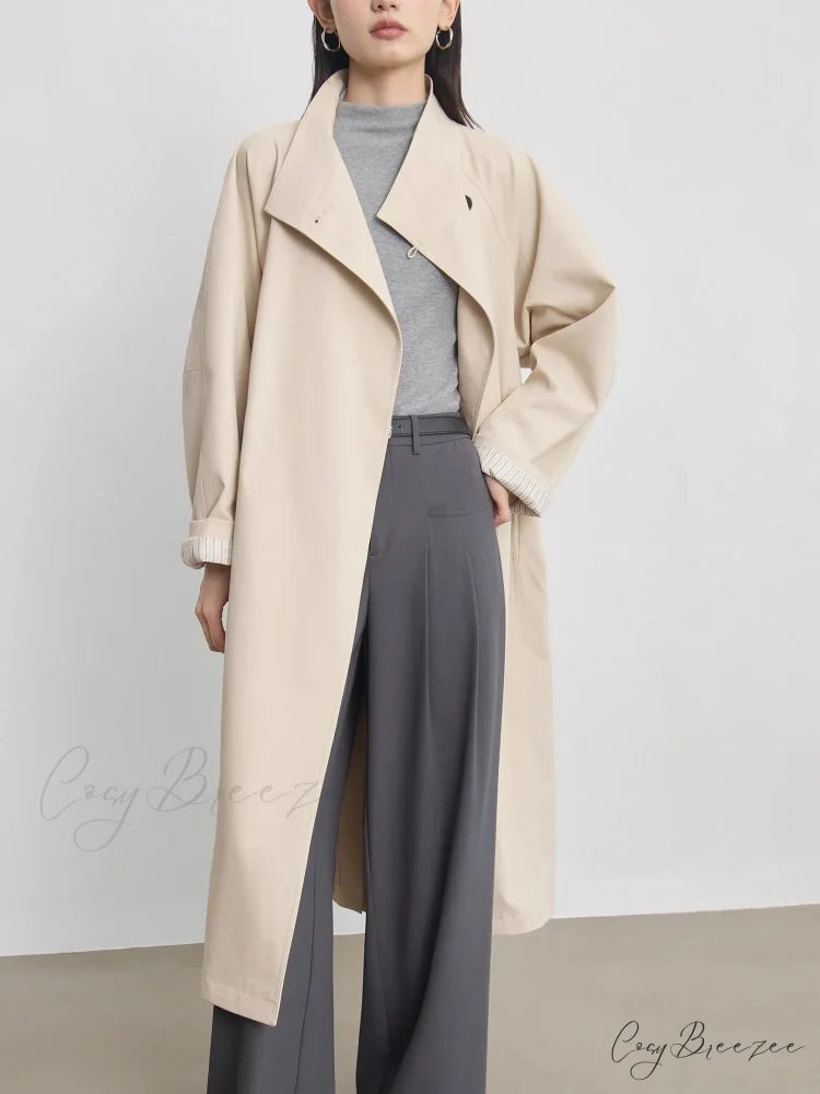 Autumn Extra Long Flowy Oversized Casual Belt Double Breasted Loose Korean Fashion 2024 Stylish Coat