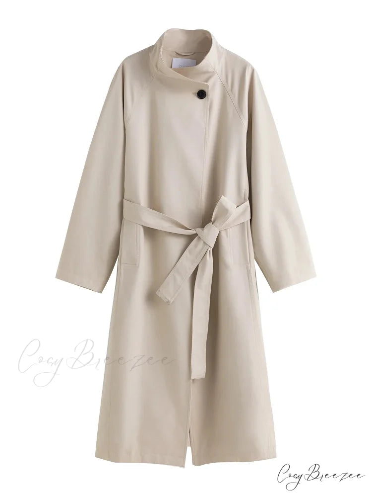 Autumn Extra Long Flowy Oversized Casual Belt Double Breasted Loose Korean Fashion 2024 Stylish Coat