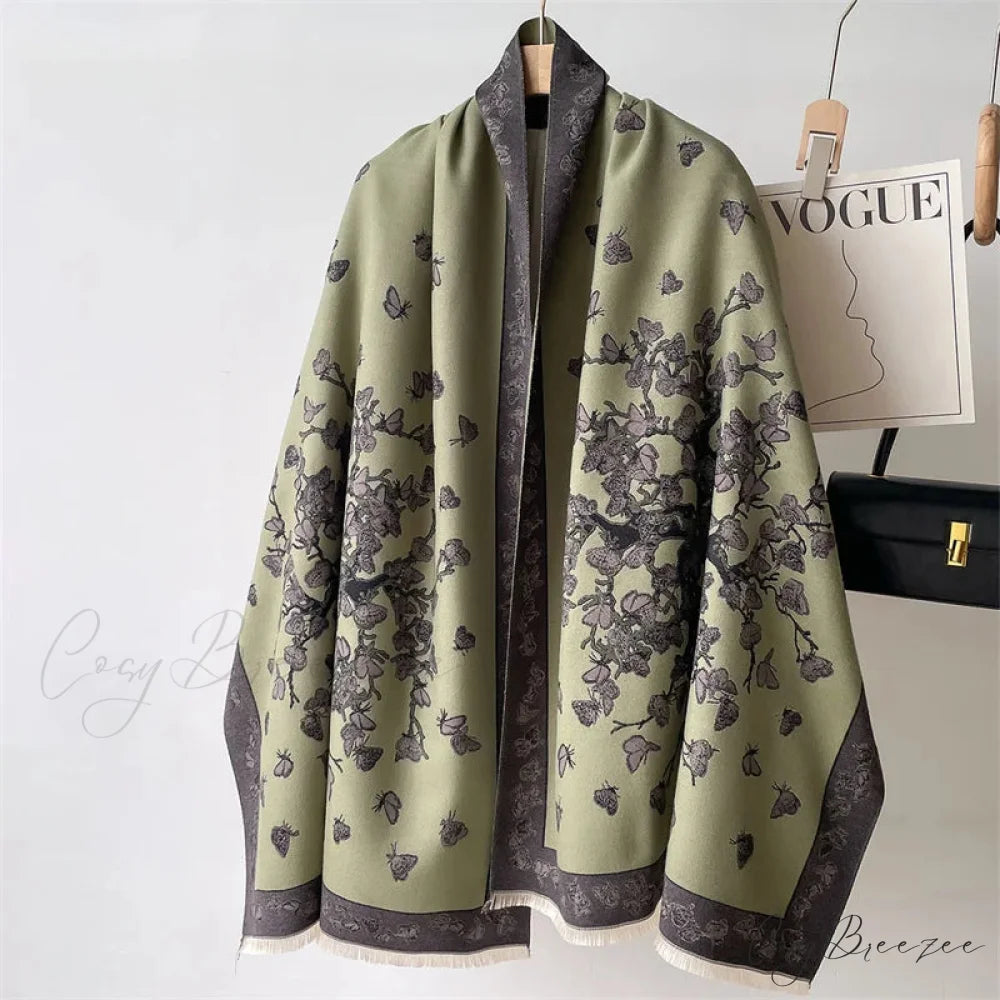 Autumn Pashmina Cashmere Scarf green scarf-241228