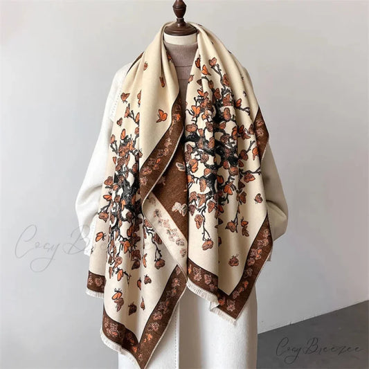 Autumn Pashmina Cashmere Scarf white scarf-241228