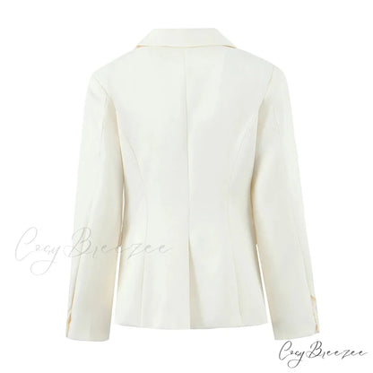 Autumn Single-Breasted Buttons Slim Waist Retro Shoulder Full Sleeve Blazer