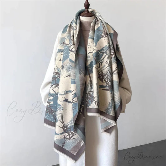 Autumn Winter Cashmere Blanket Scarf green scarf-241228