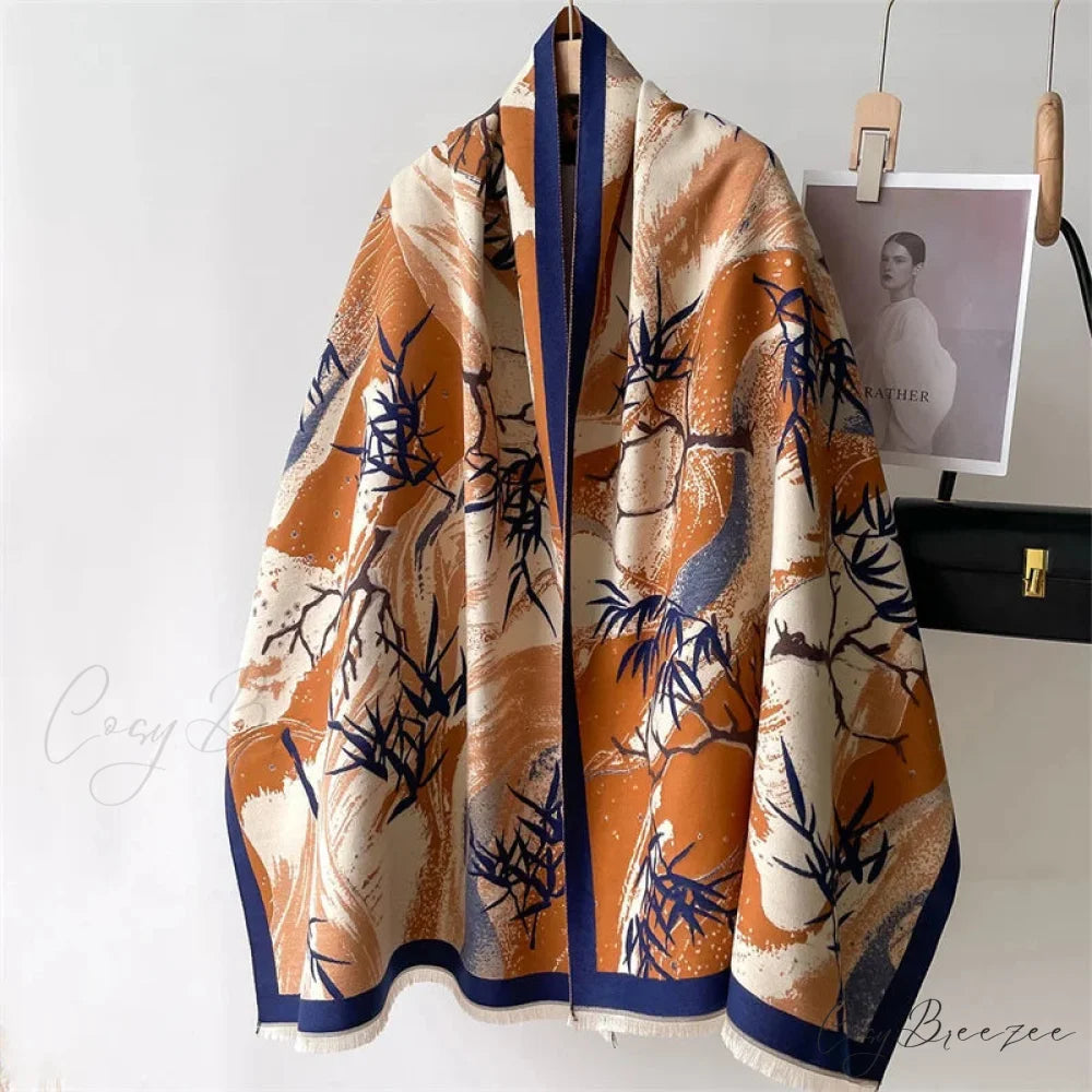 Autumn Winter Cashmere Blanket Scarf red scarf-241228