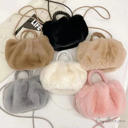 Autumn Winter Faux Fur Pleated Fashion Crossbody Handbag handbag-250126