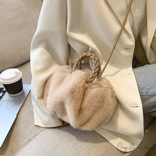 Autumn Winter Faux Fur Pleated Fashion Crossbody Handbag handbag-250126