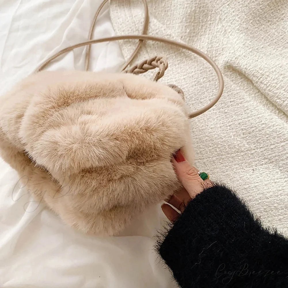 Autumn Winter Faux Fur Pleated Fashion Crossbody Handbag handbag-250126