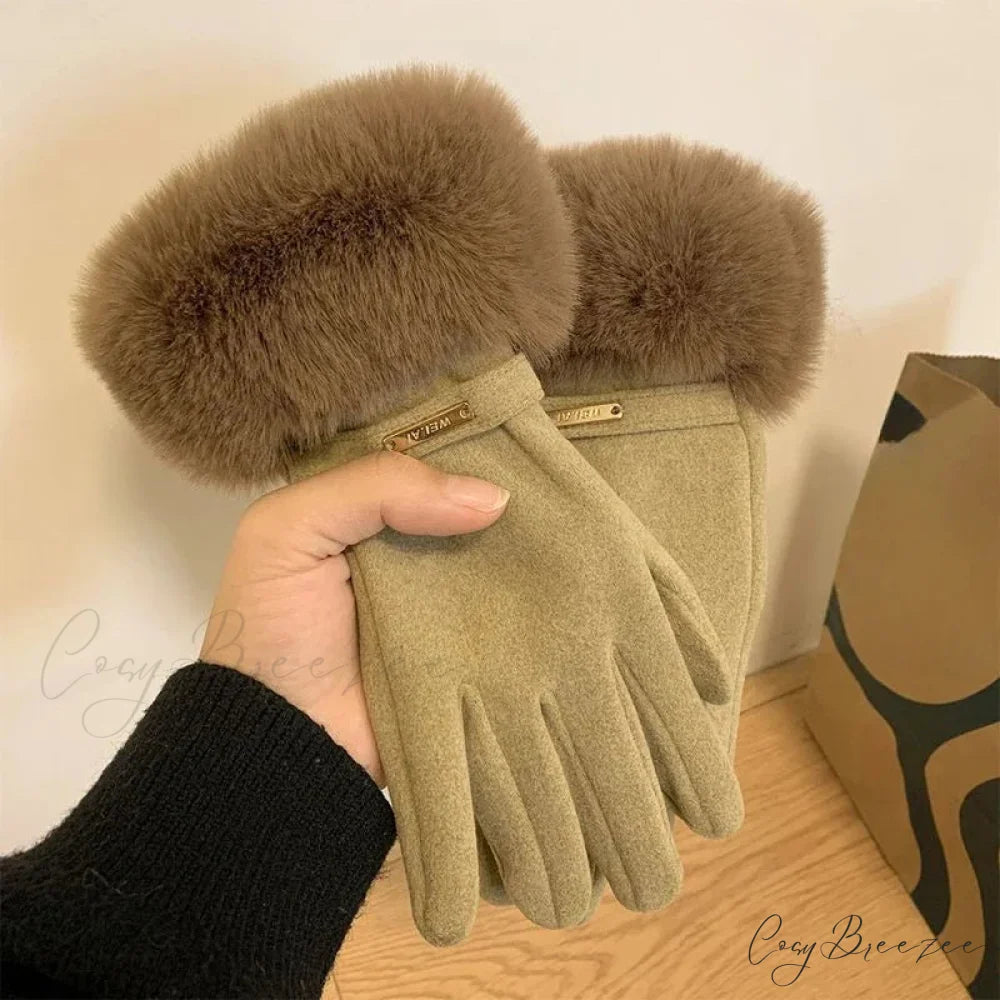 Autumn Winter Furry Warm Full Finger Outdoor Sport Cycling GlovesChristmas Cute Furry Warm Full Finger Outdoor Sport