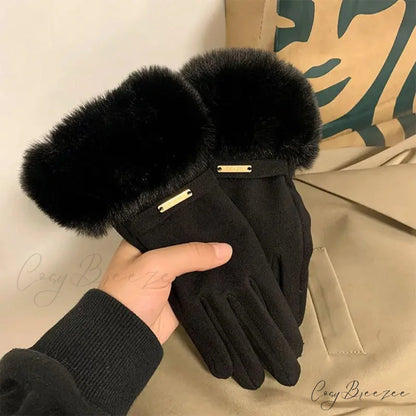 Autumn Winter Furry Warm Full Finger Outdoor Sport Cycling GlovesChristmas Cute Furry Warm Full Finger Outdoor Sport