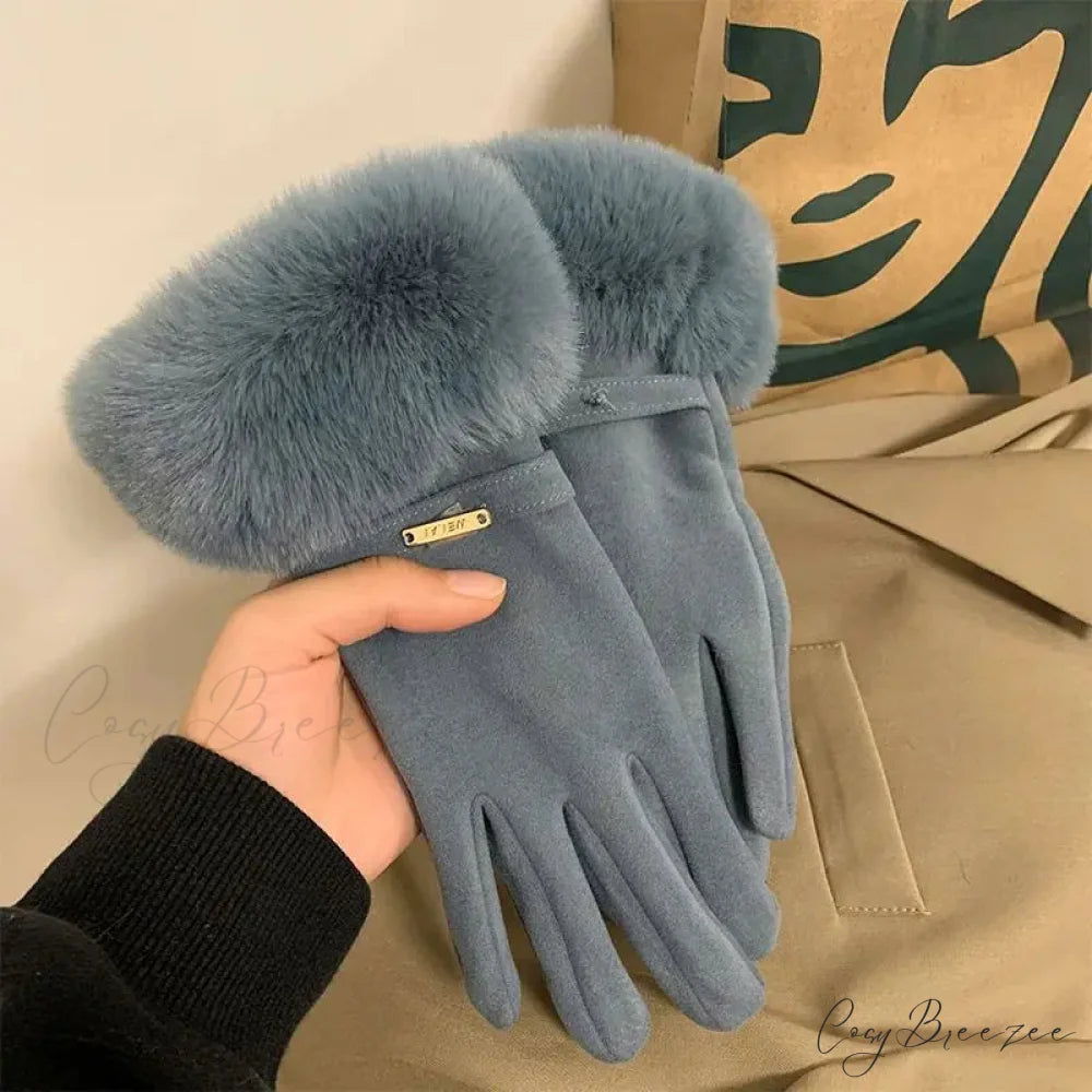 Autumn Winter Furry Warm Full Finger Outdoor Sport Cycling GlovesChristmas Cute Furry Warm Full Finger Outdoor Sport