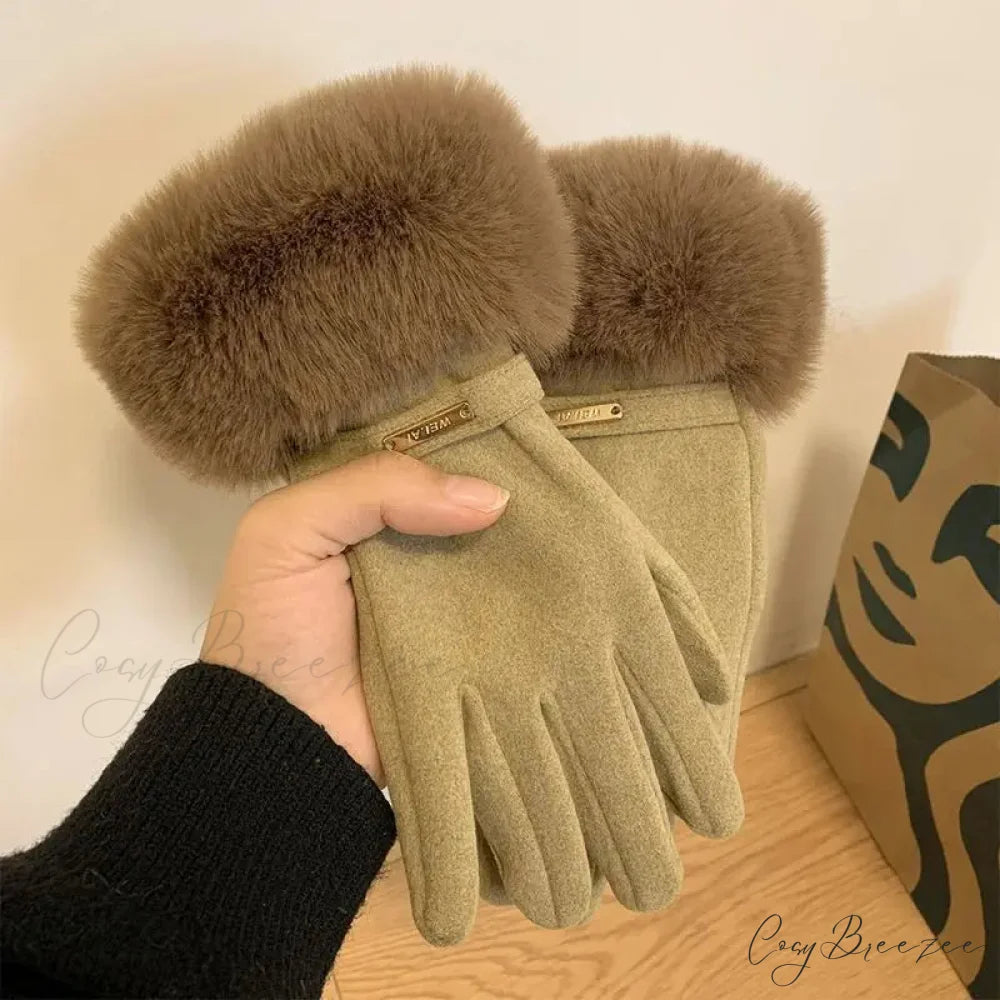 Autumn Winter Furry Warm Full Finger Outdoor Sport Cycling GlovesChristmas Cute Furry Warm Full Finger Outdoor Sport