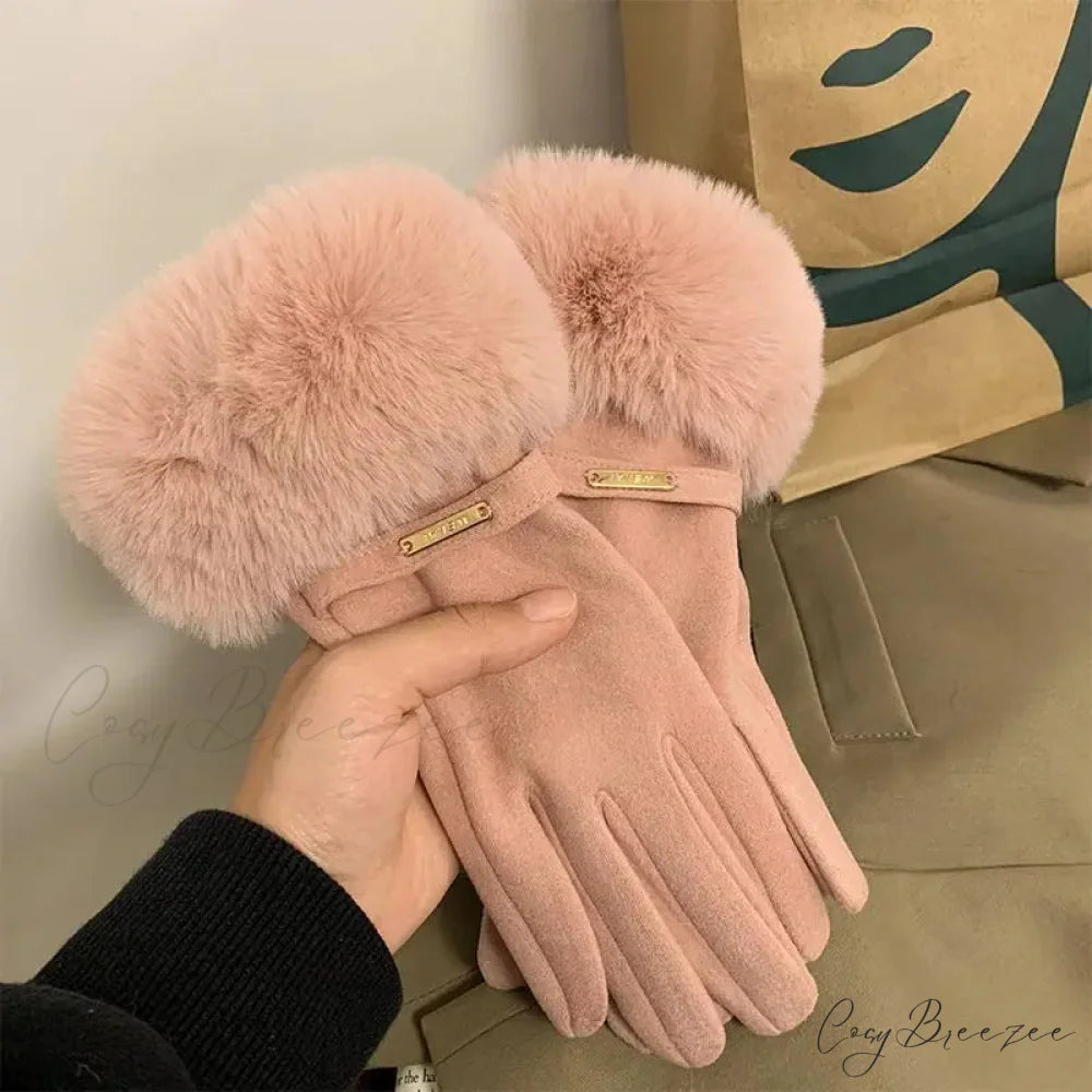Autumn Winter Furry Warm Full Finger Outdoor Sport Cycling GlovesChristmas Cute Furry Warm Full Finger Outdoor Sport