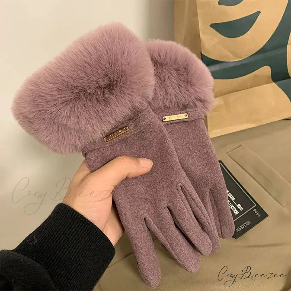 Autumn Winter Furry Warm Full Finger Outdoor Sport Cycling GlovesChristmas Cute Furry Warm Full Finger Outdoor Sport