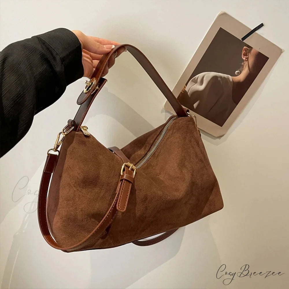 Autumn Winter Matte Suede Cow Leather Bag handbag-250126
