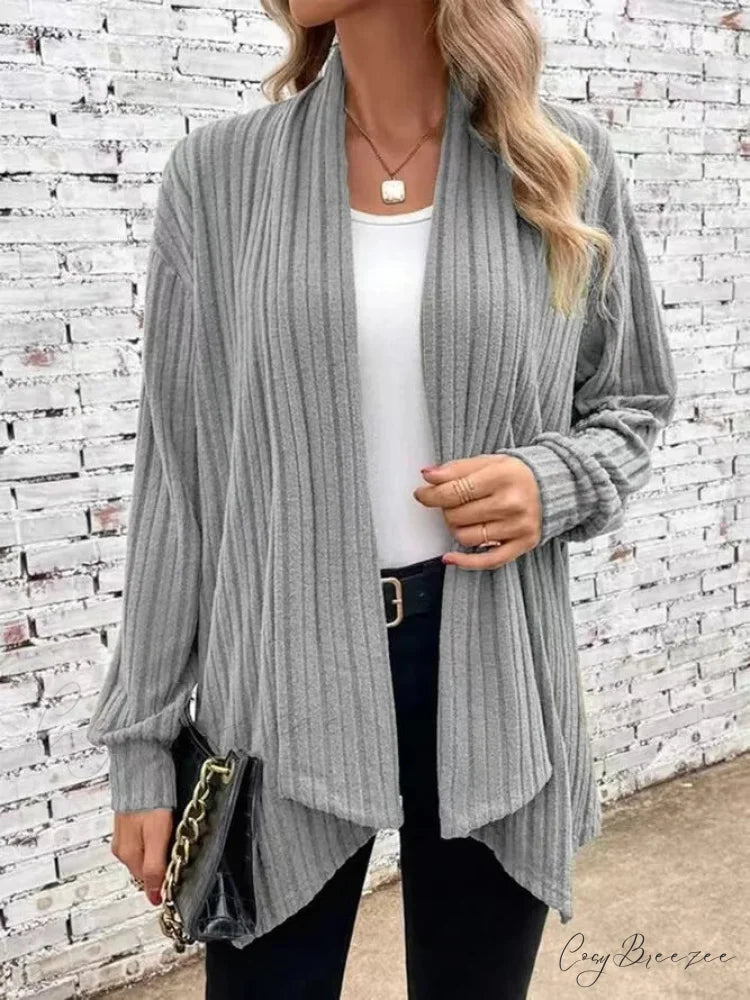Autumnal Winter Cozy Long Sleeve Loose Plain Casual Comfortable Soft Stylish Sweater GRAY / S