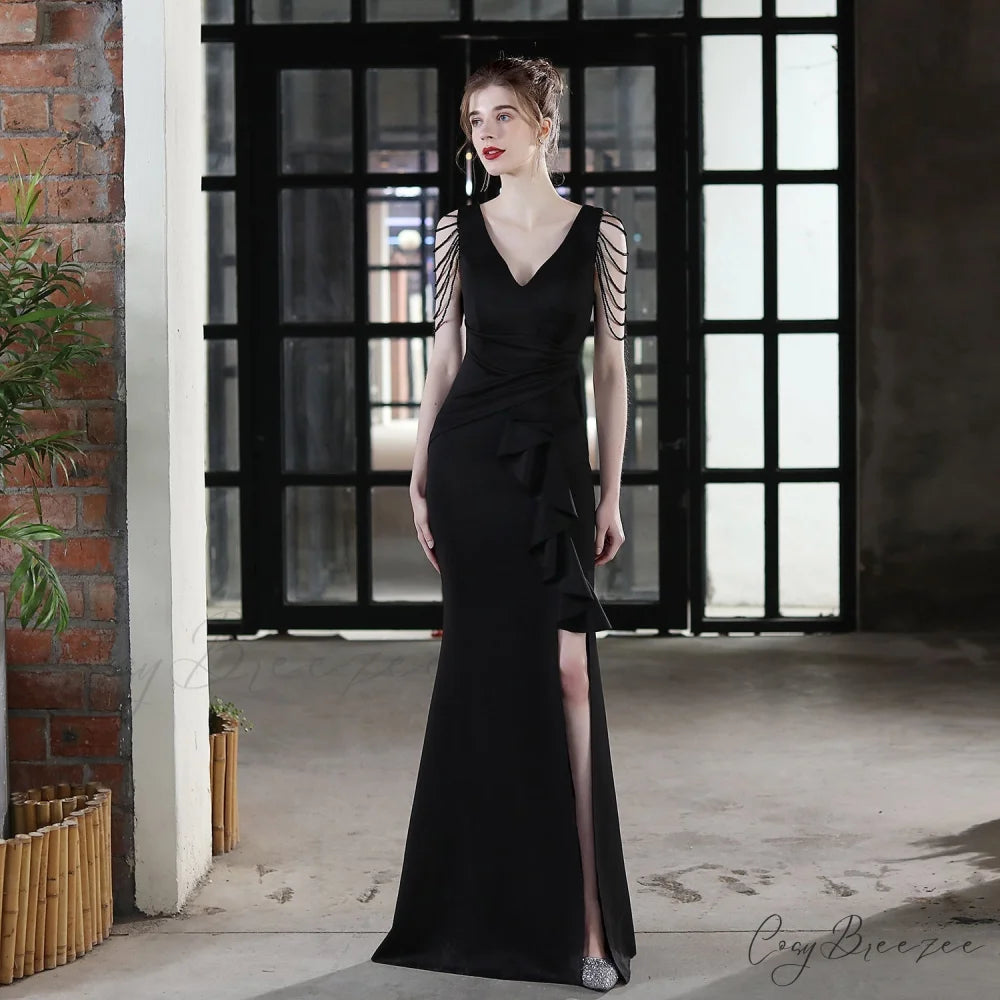 Ava Cowl Stylish Neck Formal Dress BLACK / XS