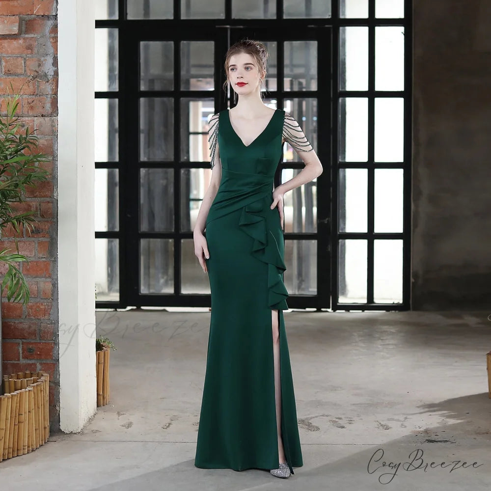 Ava Cowl Stylish Neck Formal Dress HUNTER / XS