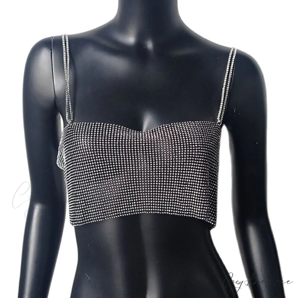AVA Elegant RHINESTONE TOP Black / S