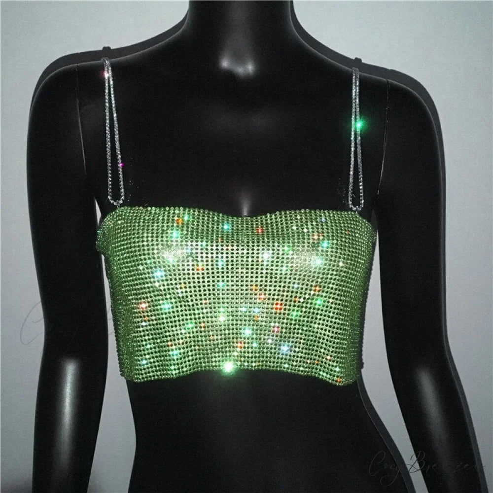 AVA Elegant RHINESTONE TOP Green / S