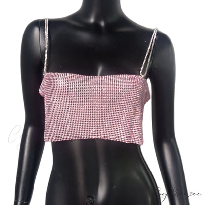 AVA Elegant RHINESTONE TOP Pink / S