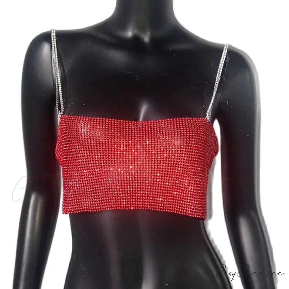AVA Elegant RHINESTONE TOP Red / S