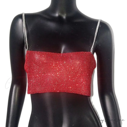 AVA Elegant RHINESTONE TOP Red / S