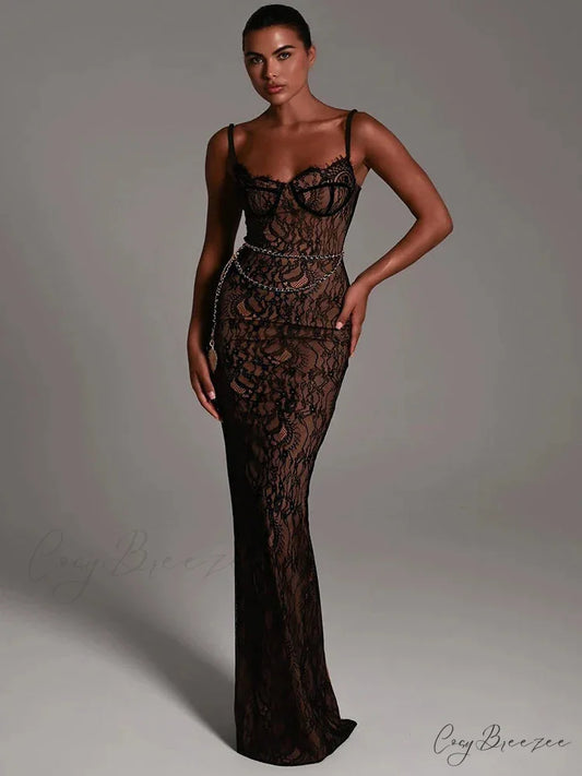 AVRIL Elegant MAXI DRESS S / Black