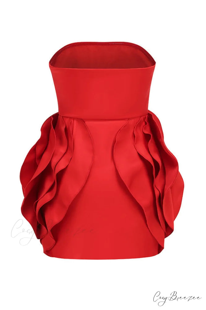 Ayat Strapless Stylish Flower Mini Dress