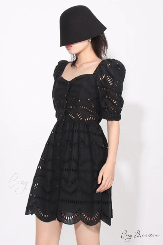 Ayiak Elegant Short Dress S / Black Samoa