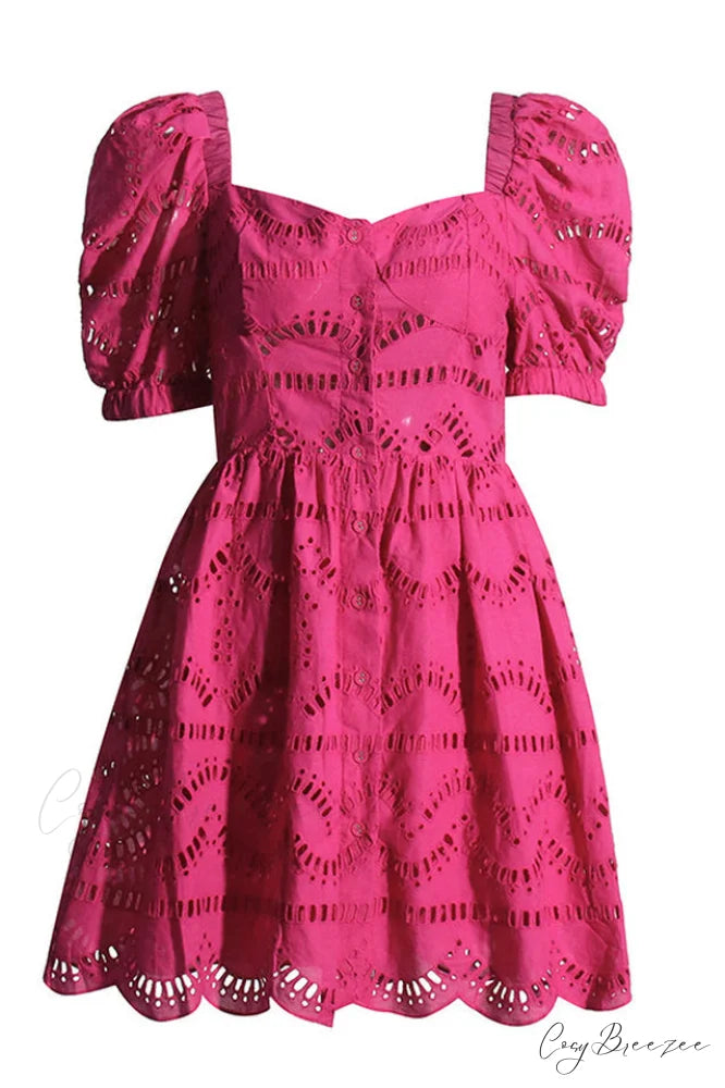 Ayiak Elegant Short Dress S / Hot Pink Samoa