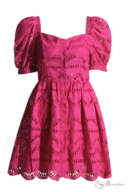 Ayiak Elegant Short Dress S / Hot Pink Samoa