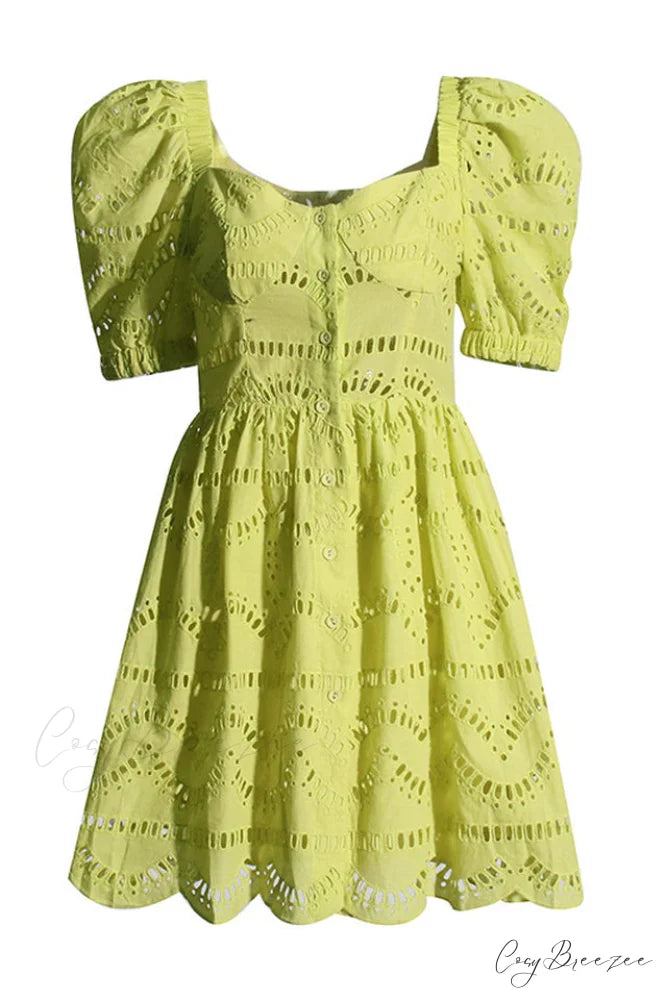 Ayiak Elegant Short Dress S / Lime Samoa