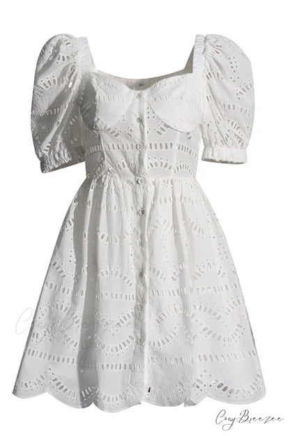Ayiak Elegant Short Dress S / White Samoa