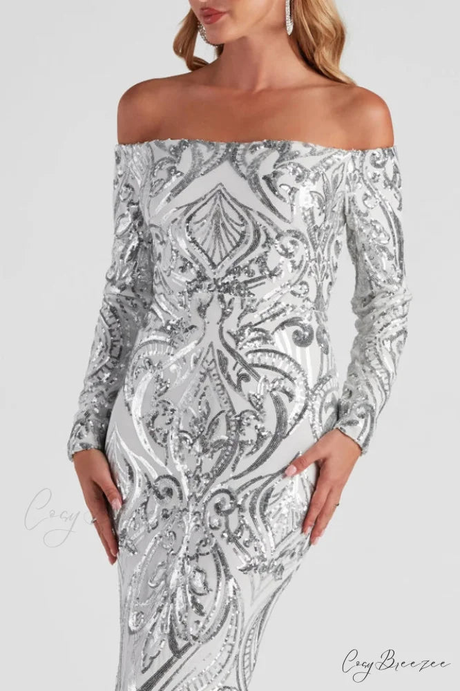Azalea Formal Stylish Sequin Scroll Dress