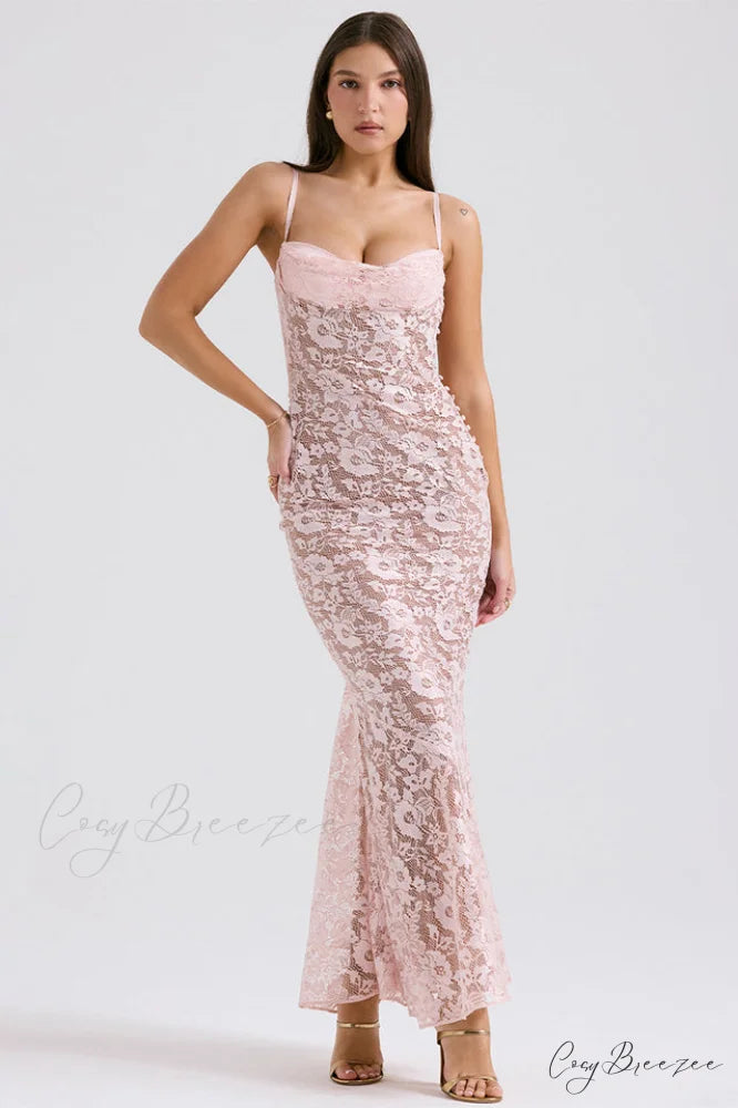 Azzurra Ice Stylish Blue Lace Dress XS / Pink