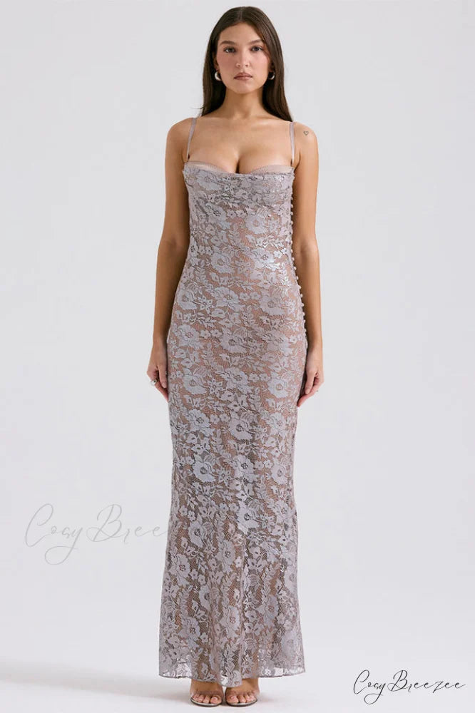 Azzurra Rose Stylish Lace Dress XS / Gray