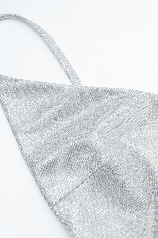 V-Neck Glitter Backless Slip Dress Party Dress