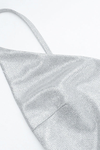 V-Neck Glitter Backless Slip Dress Party Dress