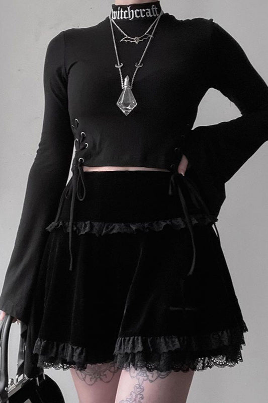 Embroidered Lace High Waist Skirt