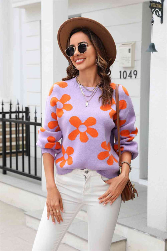 Blossom Dreams Stylish Floral Print Sweater