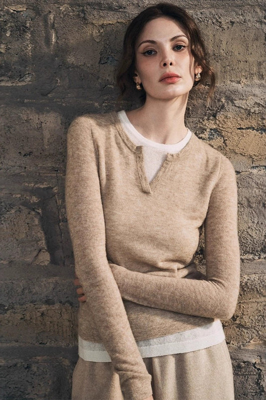 Wool Blend Layered Look Blouse