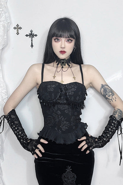 Vintage Jacquard Beaded Cami Corset