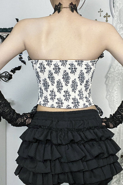 Vintage Print Gothic Bustier Corset
