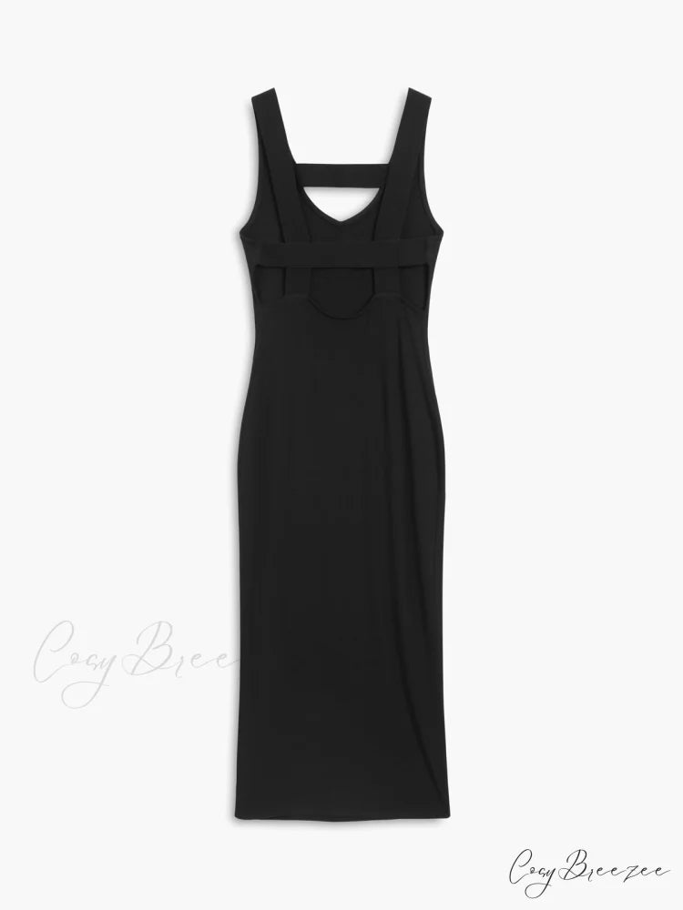 Back Cutout Graceful Knit Midi Dress